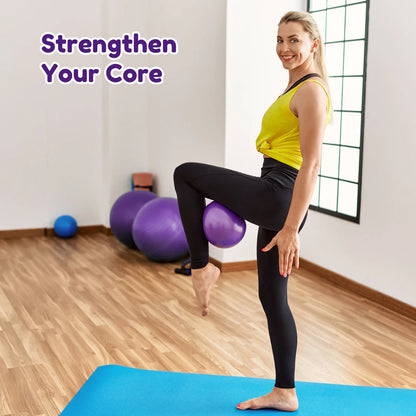Yoga Ball, 2Pcs anti Burst Exercise Ball for Fitness, Physical Therapy, Thick Heavy Duty Pilates Ball with Pump for Office, Home, Gym, Purple, 2 Sizes, 25.6 Inch & 9 Inch