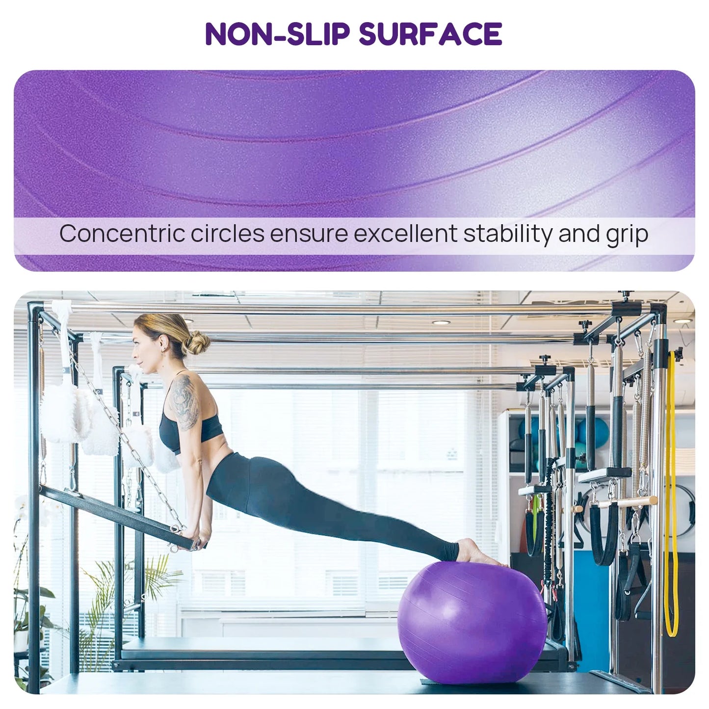 Yoga Ball, 2Pcs anti Burst Exercise Ball for Fitness, Physical Therapy, Thick Heavy Duty Pilates Ball with Pump for Office, Home, Gym, Purple, 2 Sizes, 25.6 Inch & 9 Inch