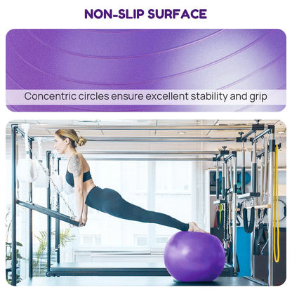 Yoga Ball, 2Pcs anti Burst Exercise Ball for Fitness, Physical Therapy, Thick Heavy Duty Pilates Ball with Pump for Office, Home, Gym, Purple, 2 Sizes, 25.6 Inch & 9 Inch