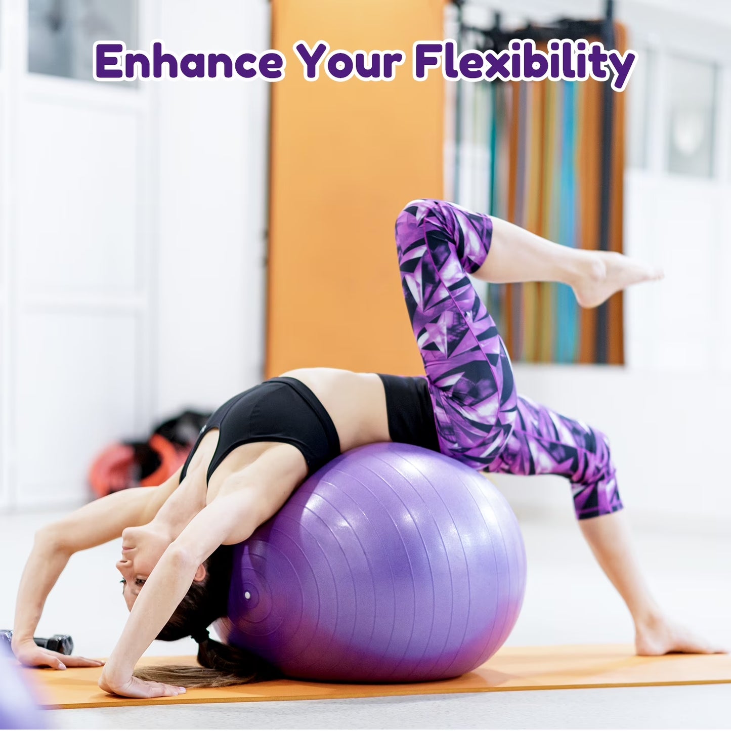 Yoga Ball, 2Pcs anti Burst Exercise Ball for Fitness, Physical Therapy, Thick Heavy Duty Pilates Ball with Pump for Office, Home, Gym, Purple, 2 Sizes, 25.6 Inch & 9 Inch