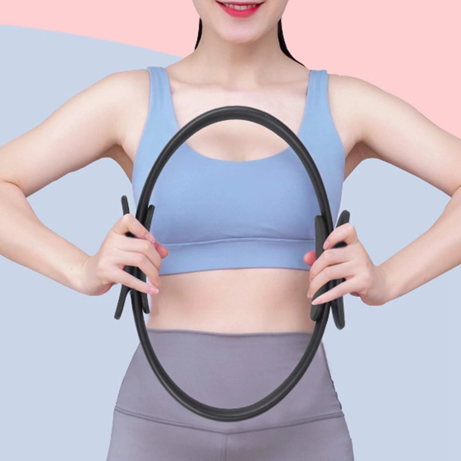Passionate Yoga and Fitness Enthusiasts Dedicated Black Exercise Ring for Enhancing Strength and Flexibility - Achieve Peak Perf